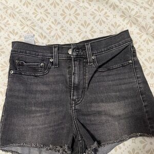 Levi's Gray Jean Shorts High-Waisted Frayed Hem